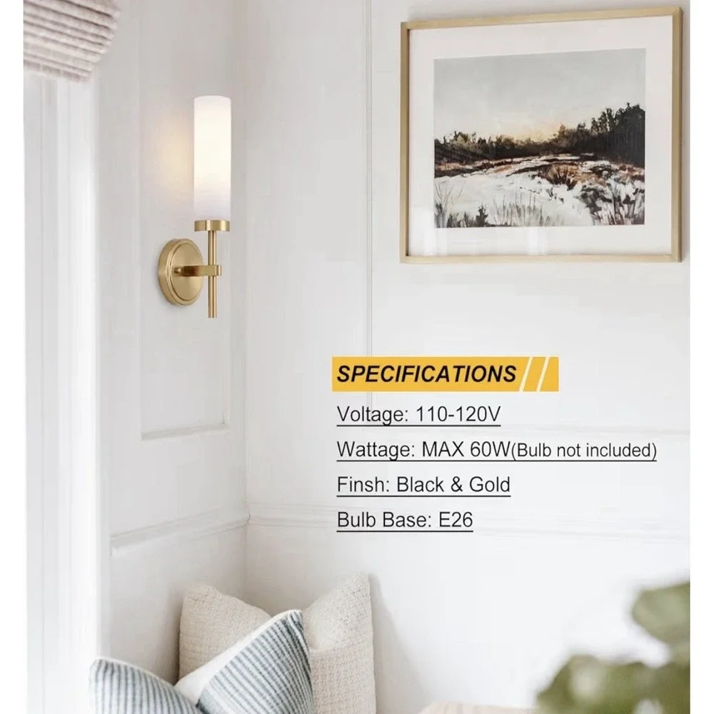 Gold Bathroom Wall Sconces Set of 2, Modern Sconces Wall Lighting Fixtures